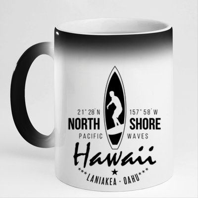 Surfer Gift Hawaii North Shore Laniakea Beach Oahu 11oz Black Color Changing Mug