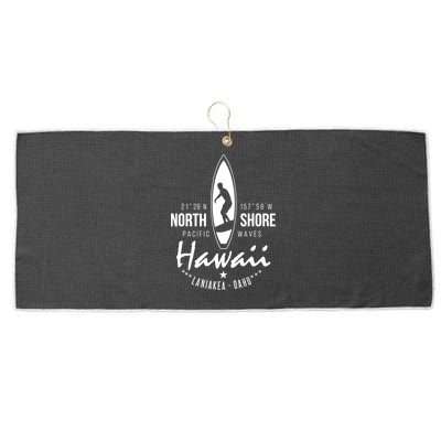 Surfer Gift Hawaii North Shore Laniakea Beach Oahu Large Microfiber Waffle Golf Towel