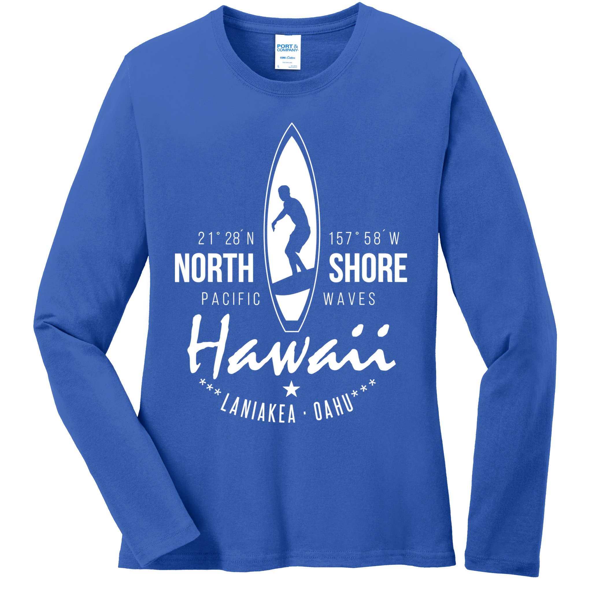 Surfer Gift Hawaii North Shore Laniakea Beach Oahu Ladies Long Sleeve Shirt