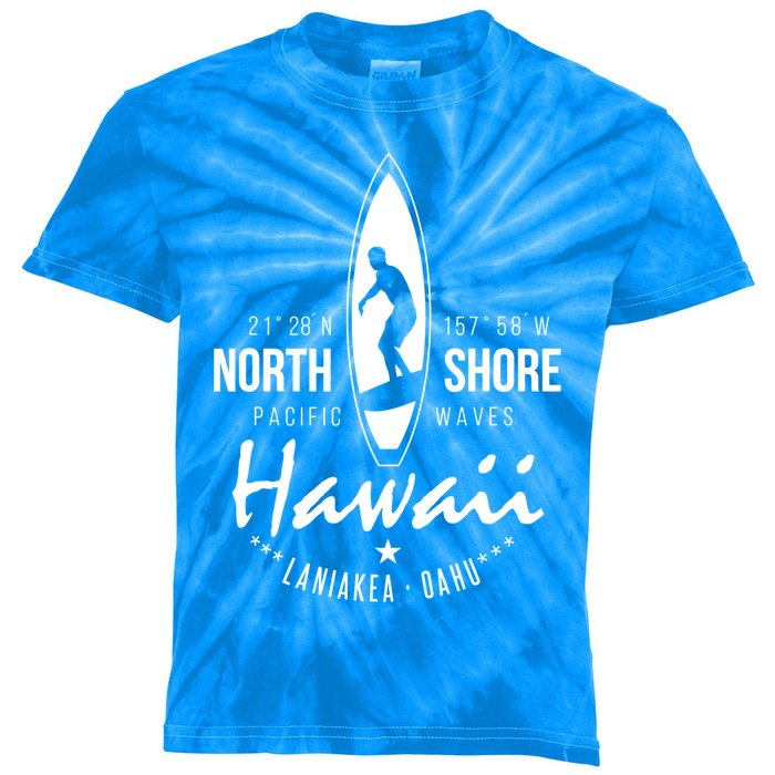 Surfer Gift Hawaii North Shore Laniakea Beach Oahu Kids Tie-Dye T-Shirt