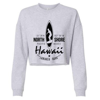 Surfer Gift Hawaii North Shore Laniakea Beach Oahu Cropped Pullover Crew