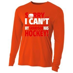 Sorry Grandson Has Hockey Hockey Grandma Or Grandpa Gift Cooling Performance Long Sleeve Crew