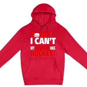 Sorry Grandson Has Hockey Hockey Grandma Or Grandpa Gift Premium Pullover Hoodie