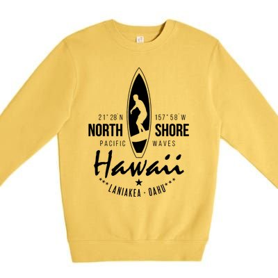 Surfer Gift Hawaii North Shore Laniakea Beach Oahu Premium Crewneck Sweatshirt