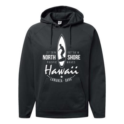 Surfer Gift Hawaii North Shore Laniakea Beach Oahu Performance Fleece Hoodie