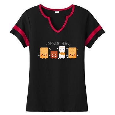 Smores Group Hug Camping Campfire Marshmallow Smores Ladies Halftime Notch Neck Tee