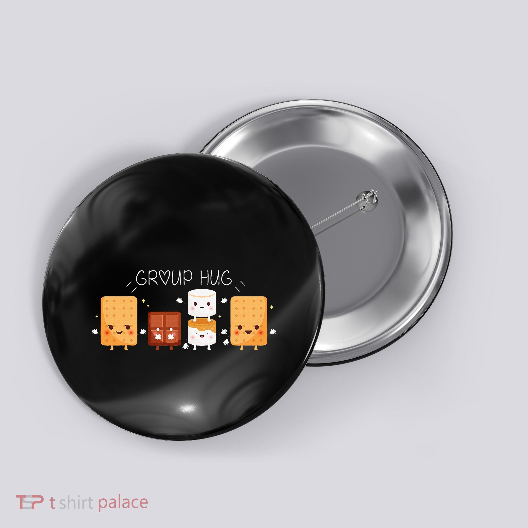 Smores Group Hug Camping Campfire Marshmallow Smores Button