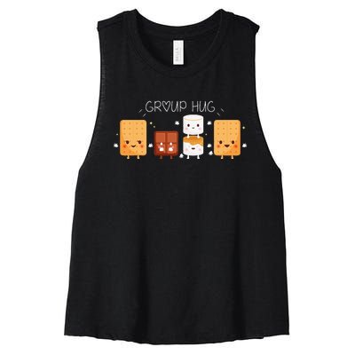 Smores Group Hug Camping Campfire Marshmallow Smores Women's Racerback Cropped Tank