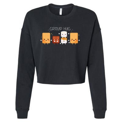 Smores Group Hug Camping Campfire Marshmallow Smores Cropped Pullover Crew