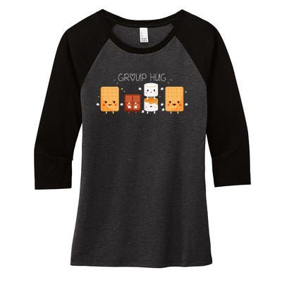 Smores Group Hug Camping Campfire Marshmallow Smores Women's Tri-Blend 3/4-Sleeve Raglan Shirt