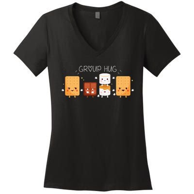 Smores Group Hug Camping Campfire Marshmallow Smores Women's V-Neck T-Shirt