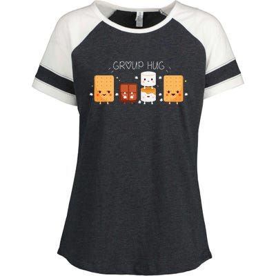 Smores Group Hug Camping Campfire Marshmallow Smores Enza Ladies Jersey Colorblock Tee