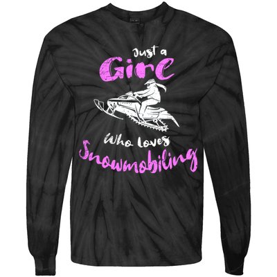 Snowmobile Girl Hoodie I Just A Girl Who Loves Snowmobiling Tie-Dye Long Sleeve Shirt
