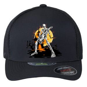 Skeleton Guitar Halloween Spooky Flexfit Unipanel Trucker Cap