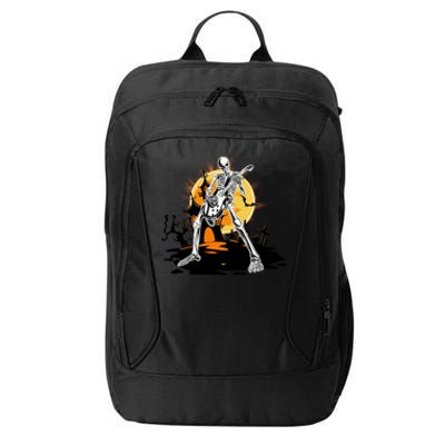 Skeleton Guitar Halloween Spooky City Backpack