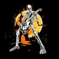 Skeleton Guitar Halloween Spooky Flatbill Hat