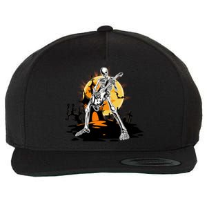 Skeleton Guitar Halloween Spooky Wool Snapback Cap