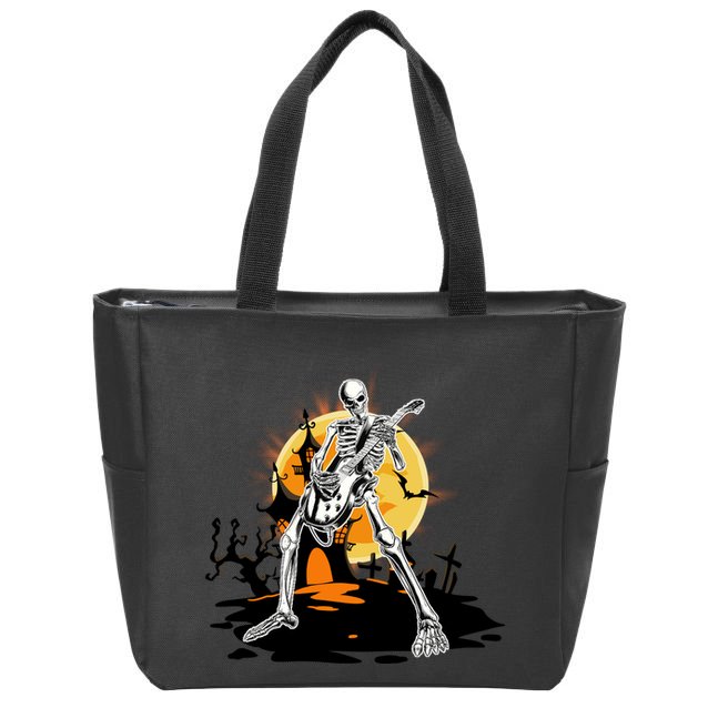 Skeleton Guitar Halloween Spooky Zip Tote Bag