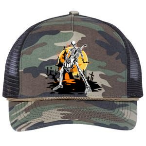 Skeleton Guitar Halloween Spooky Retro Rope Trucker Hat Cap