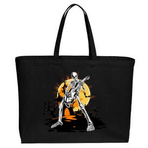 Skeleton Guitar Halloween Spooky Cotton Canvas Jumbo Tote