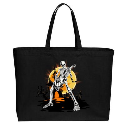 Skeleton Guitar Halloween Spooky Cotton Canvas Jumbo Tote