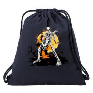 Skeleton Guitar Halloween Spooky Drawstring Bag