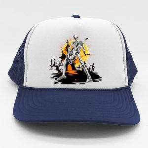 Skeleton Guitar Halloween Spooky Trucker Hat