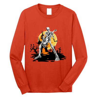 Skeleton Guitar Halloween Spooky Long Sleeve Shirt