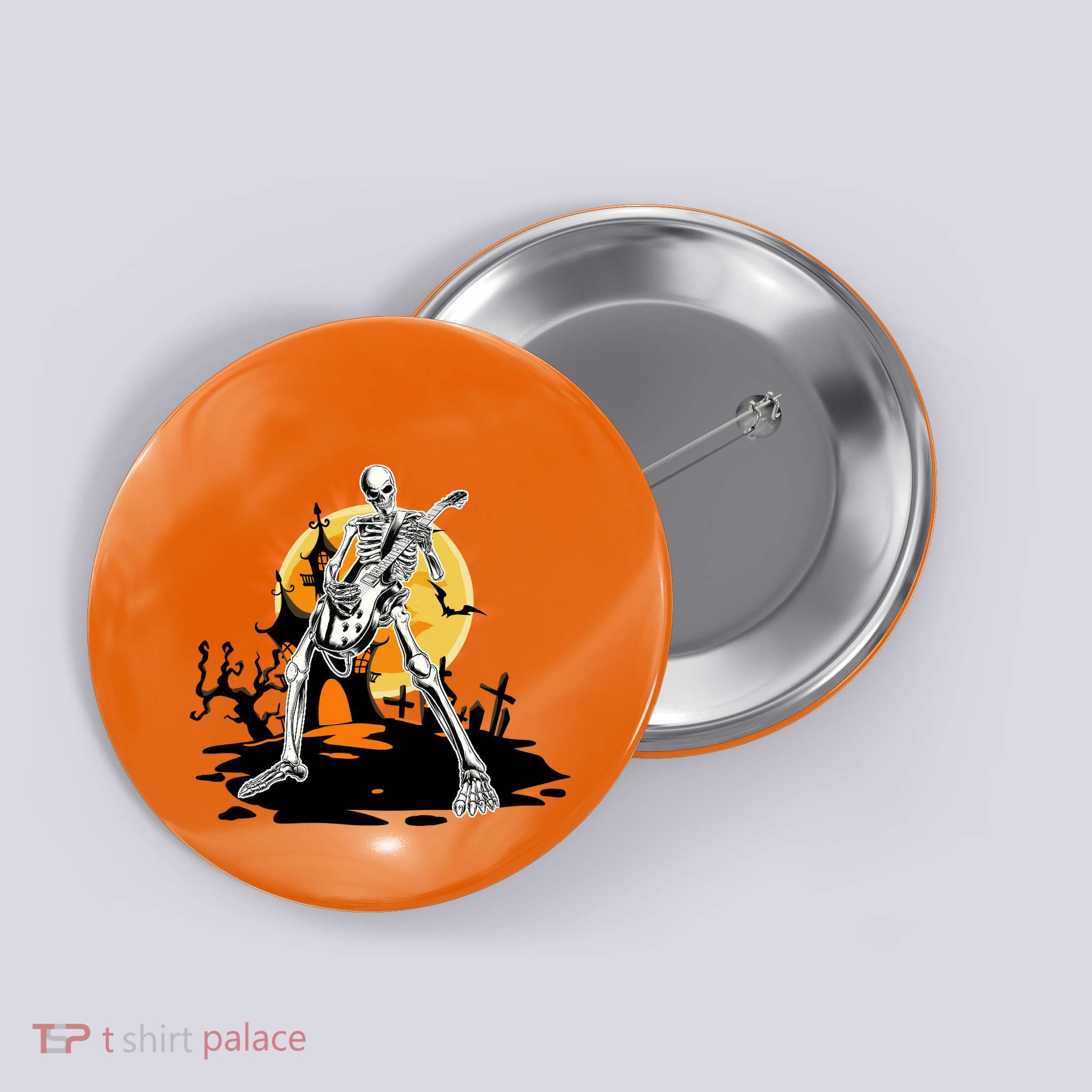 Skeleton Guitar Halloween Spooky Button