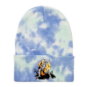 Skeleton Guitar Halloween Spooky Tie Dye 12in Knit Beanie