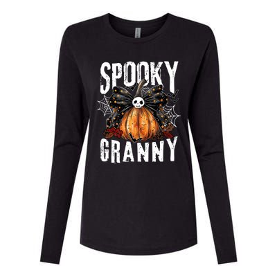 Spooky Granny Halloween Coquette Bow Pumpkin Fall Vibes Womens Cotton Relaxed Long Sleeve T-Shirt