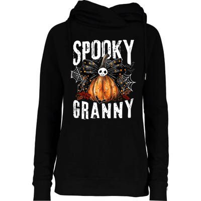 Spooky Granny Halloween Coquette Bow Pumpkin Fall Vibes Womens Funnel Neck Pullover Hood