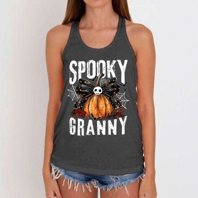 Spooky Granny Halloween Coquette Bow Pumpkin Fall Vibes Women's Knotted Racerback Tank