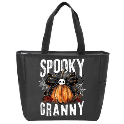 Spooky Granny Halloween Coquette Bow Pumpkin Fall Vibes Zip Tote Bag