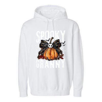 Spooky Granny Halloween Coquette Bow Pumpkin Fall Vibes Garment-Dyed Fleece Hoodie