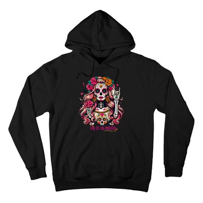 Skull Girl Halloween Dia De Los Muertos Mexican Sugar Hoodie