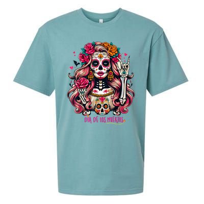 Skull Girl Halloween Dia De Los Muertos Mexican Sugar Sueded Cloud Jersey T-Shirt