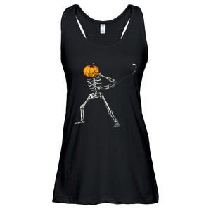 Skeleton Golf Halloween Pumpkin Golfing Golfer Ladies Essential Flowy Tank