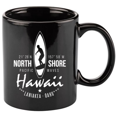 Surfer Gift Hawaii North Shore Laniakea Beach Oahu 11oz C Handle Ceramic Mug