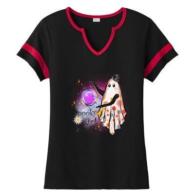 Spooky Girl Halloween T Shirts Boo Graphic Tee Designs Scary Halloween Costume Ladies Halftime Notch Neck Tee