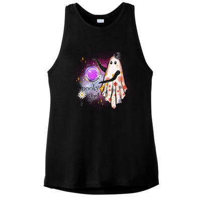 Spooky Girl Halloween T Shirts Boo Graphic Tee Designs Scary Halloween Costume Ladies PosiCharge Tri-Blend Wicking Tank