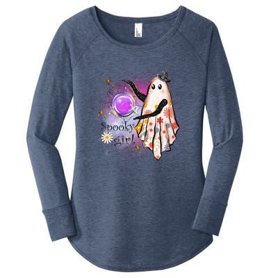 Spooky Girl Halloween T Shirts Boo Graphic Tee Designs Scary Halloween Costume Women's Perfect Tri Tunic Long Sleeve Shirt