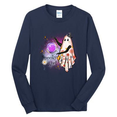 Spooky Girl Halloween T Shirts Boo Graphic Tee Designs Scary Halloween Costume Tall Long Sleeve T-Shirt