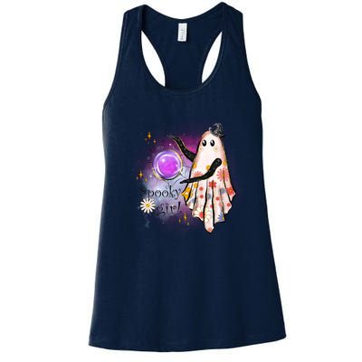 Spooky Girl Halloween T Shirts Boo Graphic Tee Designs Scary Halloween Costume Women's Racerback Tank