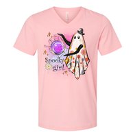 Spooky Girl Halloween T Shirts Boo Graphic Tee Designs Scary Halloween Costume V-Neck T-Shirt