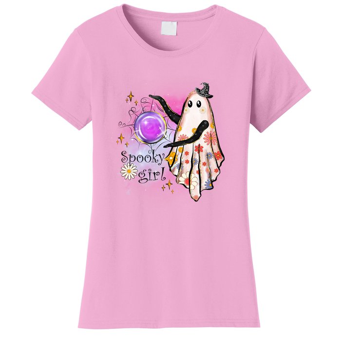 Spooky Girl Halloween T Shirts Boo Graphic Tee Designs Scary Halloween Costume Women's T-Shirt