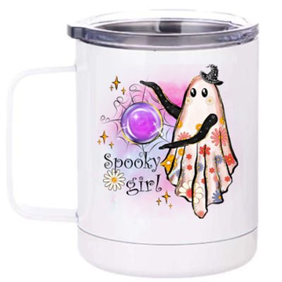 Spooky Girl Halloween T Shirts Boo Graphic Tee Designs Scary Halloween Costume 12 oz Stainless Steel Tumbler Cup