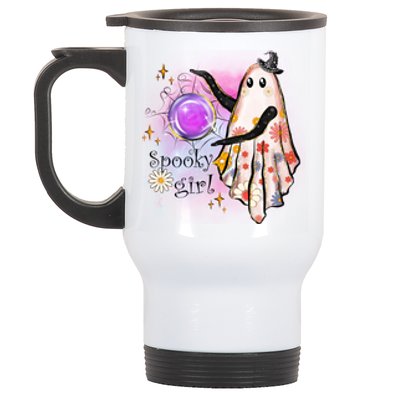 Spooky Girl Halloween T Shirts Boo Graphic Tee Designs Scary Halloween Costume Stainless Steel Travel Mug