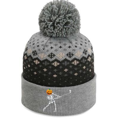 Skeleton Golf Halloween Pumpkin Golfing Golfer The Baniff Cuffed Pom Beanie