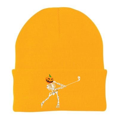 Skeleton Golf Halloween Pumpkin Golfing Golfer Knit Cap Winter Beanie